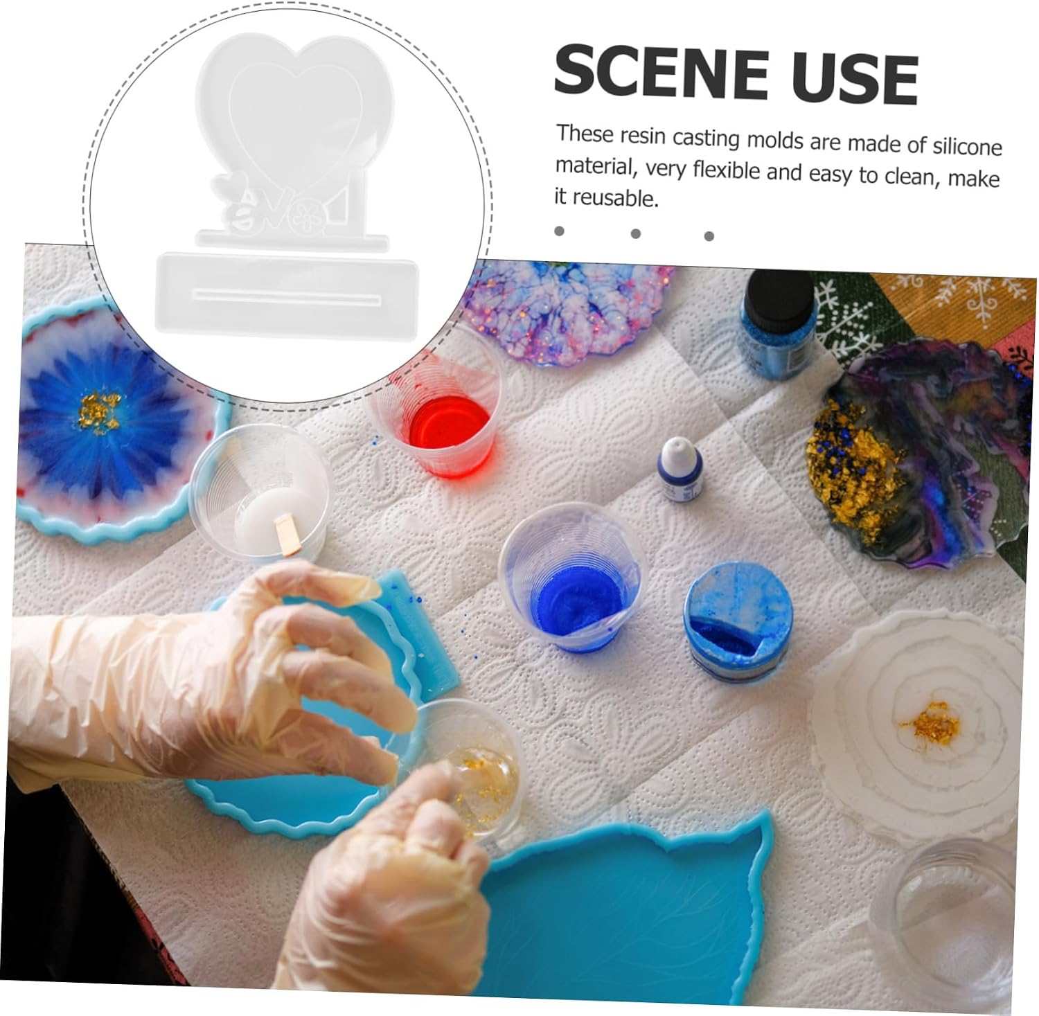 Artibetter 1set Love Heart Photo Frame Silicone Mould Casting Mold for Creative Crafts Flexible and Silicone Molds for Home Decor and Picture Frames