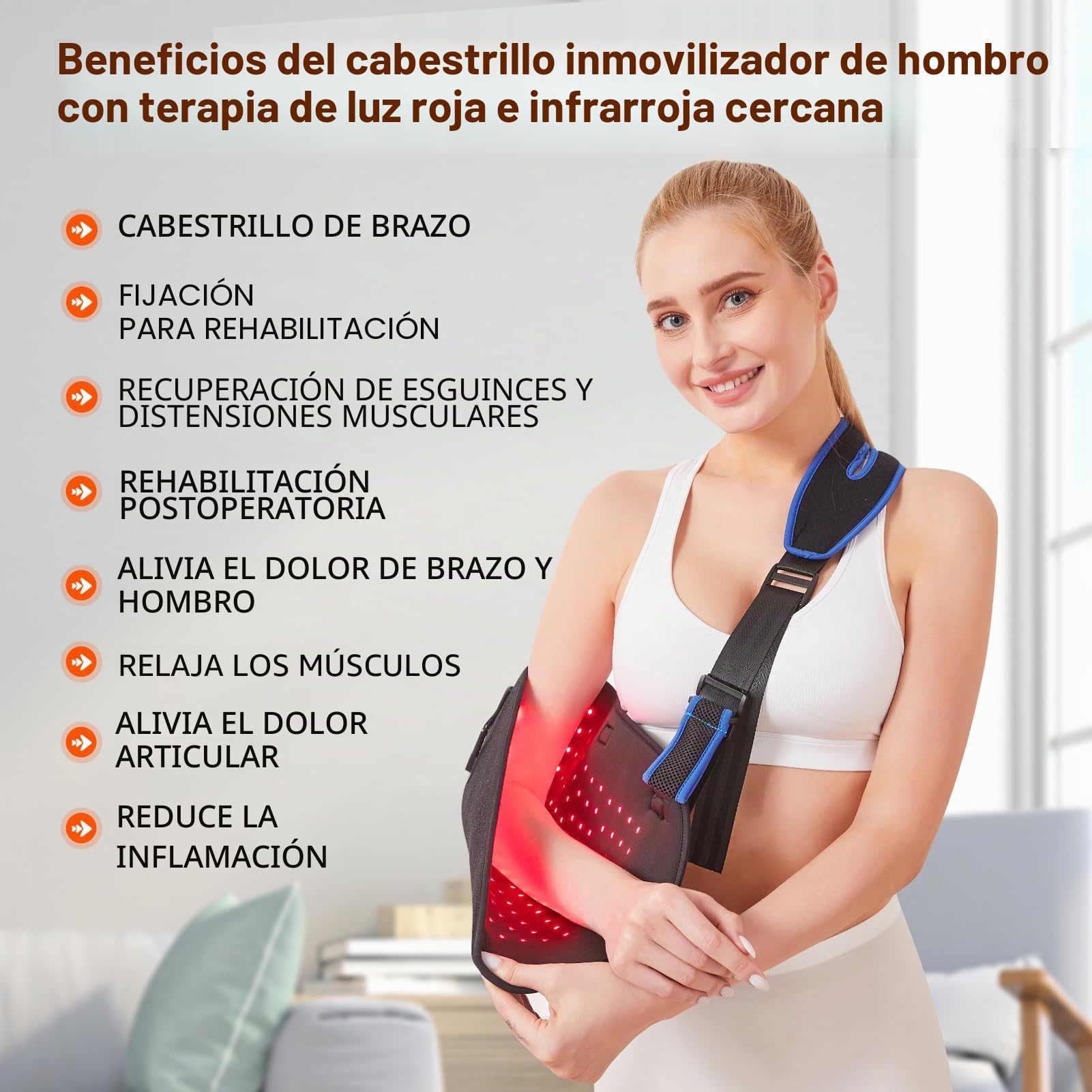 JOBYNA Terapia de luz Roja e Infrarroja para Fractura, 660nm y 850nm Lámpara de Infrarrojos luz Roja Terapia para Lesión en la muñeca/Codo, Fractura de brazo, Aliviar el dolor