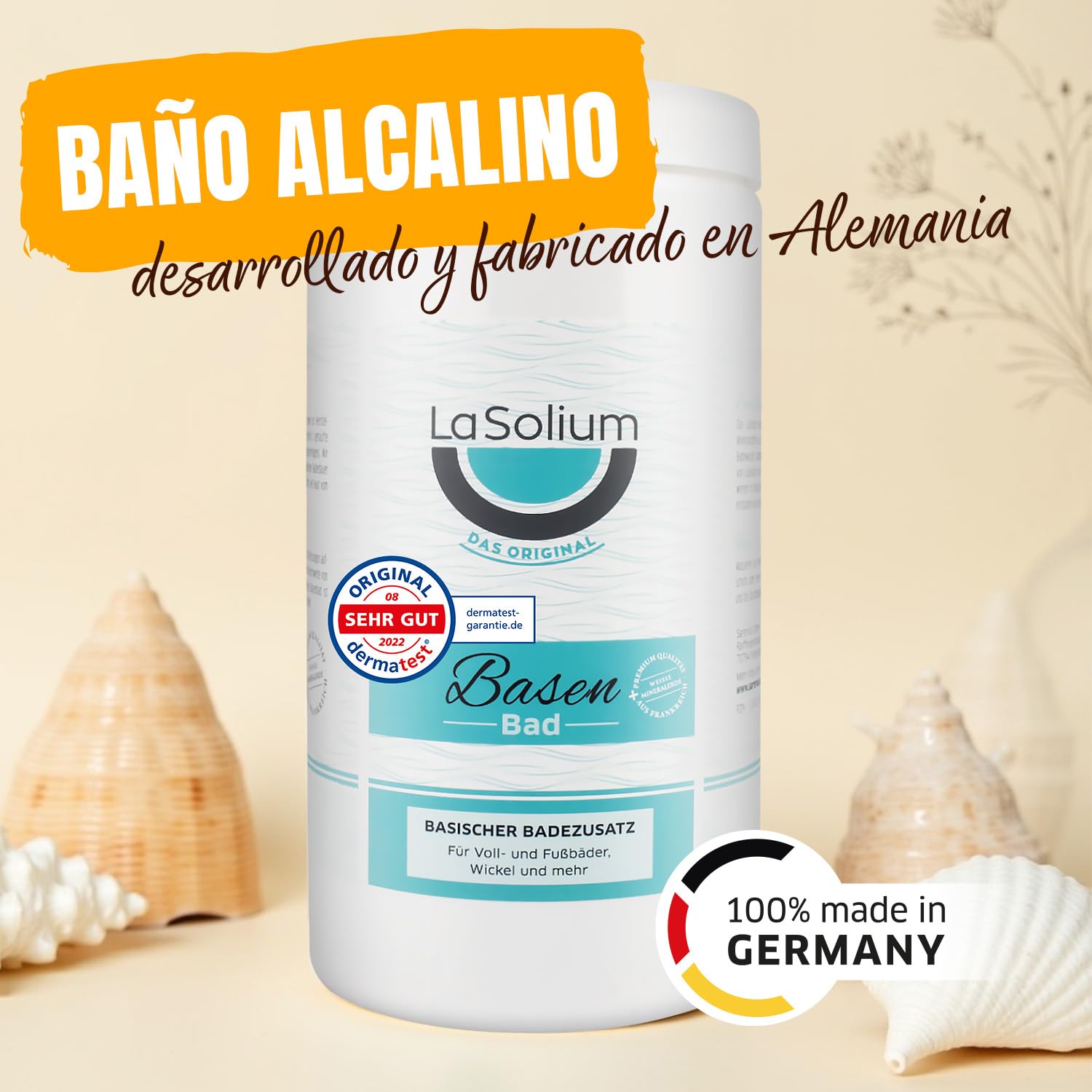 Sales de baño alcalinas, 2.4 kg con arcilla blanca; polvo alcalino | con arcilla de Francia; Dermatest: puntuación MUY BUENO