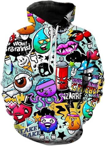 Mens Hip Hop Hoodie Street Novelty Hoodies 3d Printed Pullover Casual Sweatshirts