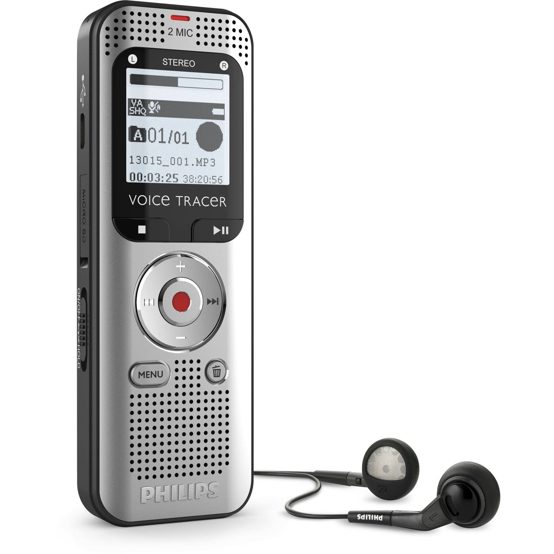 Philips DVT2015 VoiceTracer, Audio Recorder, 8GB, MP3 and PCM