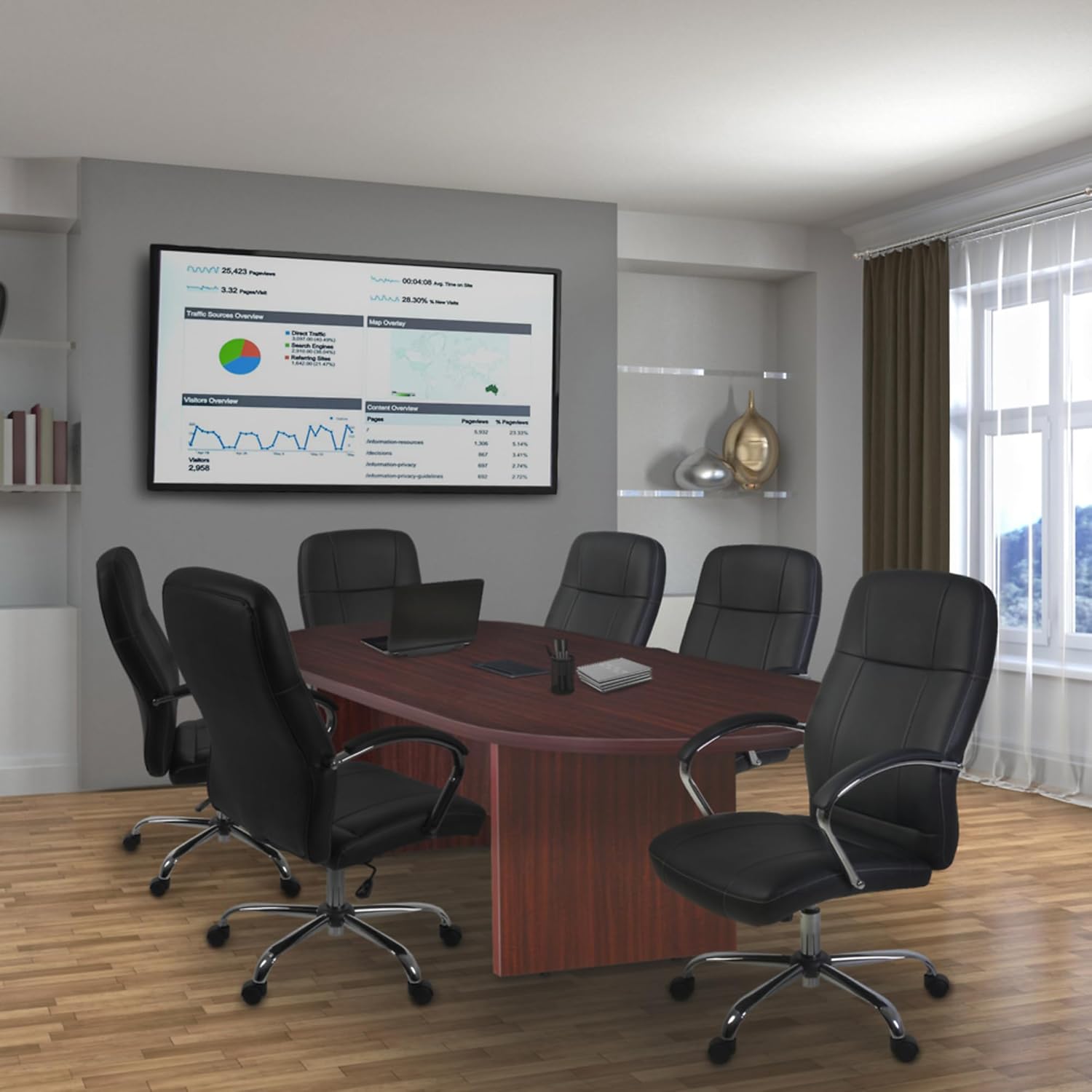 Regency Legacy 10 ft Racetrack Laminate Conference Table with 1 Charging Port, Durable Construction, Scratch-Resistant Surface, and Modern Design for Professional Office Workspaces - Mahogany