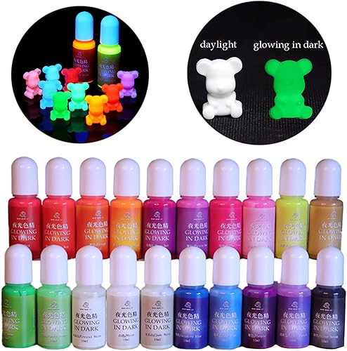 Miniatura 3 de 0.3 fl oz resina epoxi colorante pigmento de color alta concentración resplandor en la oscuridad líquido luminoso UV resina tinte pigmento azul claro