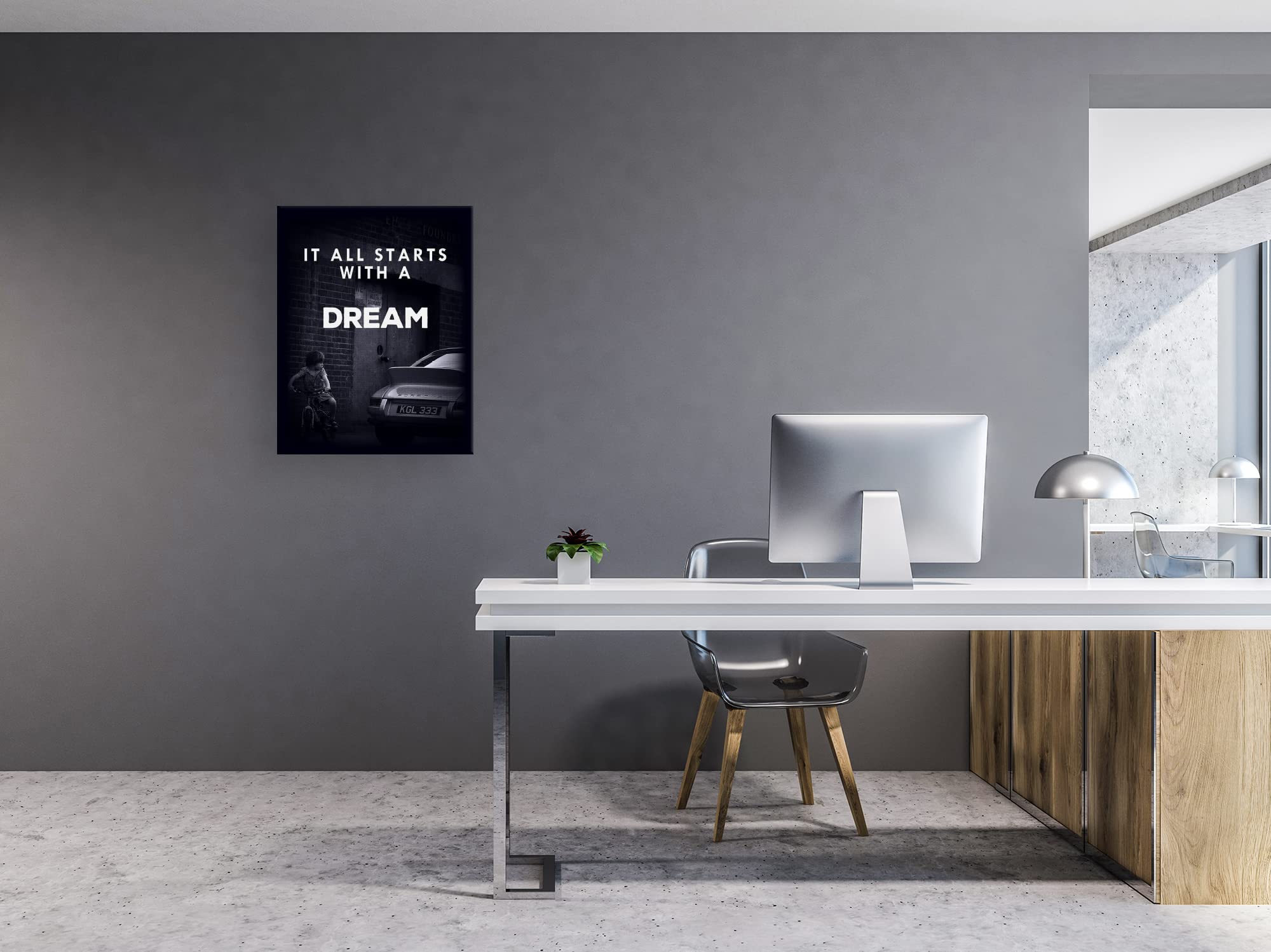 tradercat Poster XXL motivazionale - it all starts with a dream - Poster per successo e fitness, tela e poster completo e pronto da appendere (105 x 140 cm)