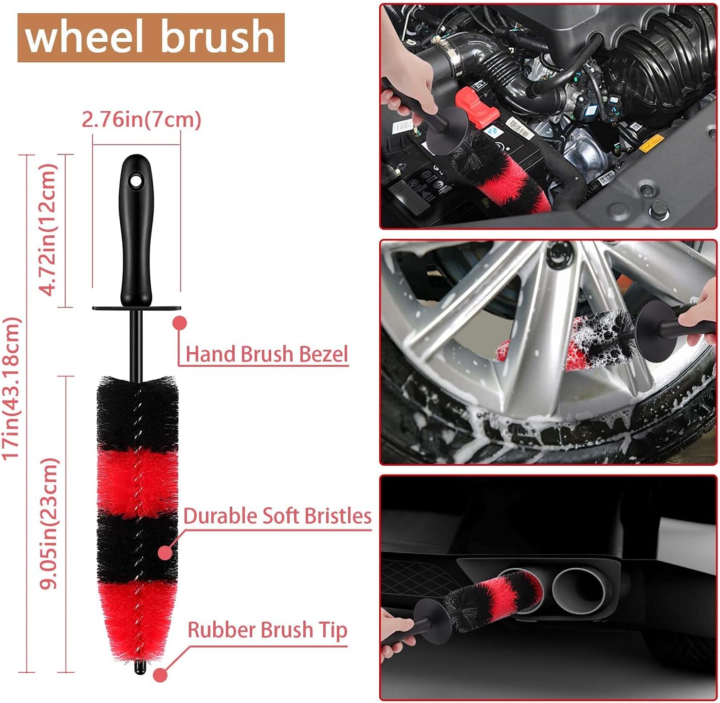 Nolimas 12Pcs Car Wheel & Tire Brush Kit,Including 17inch Long Wheel Brush,Short Handle Tire Brush,5pcs Detailing Brushes Kit & 3pcs Wire Brushes for Cleaning Car Wheels & Interior Exterior thumbnail