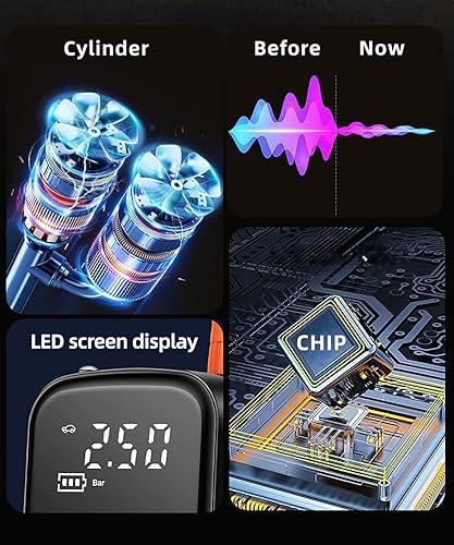 Miniatura 6 de Tire Inflator Portable Air Compressor for Car, Ball Basketball Pump for Sports Balls Auto for Car Tires Bicycle w Gauge Values Display, 150PSI Power