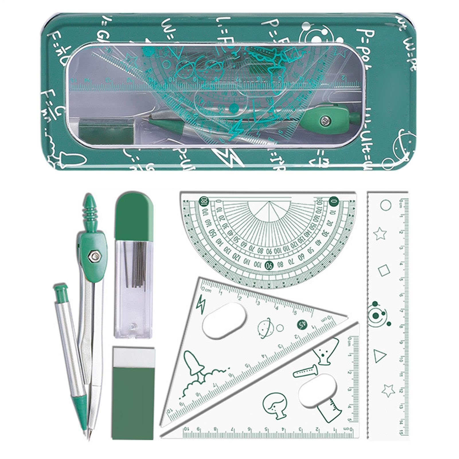 Set De Geometría Para Secundaria Compás Irrompible de 8 Piezas con Estuche