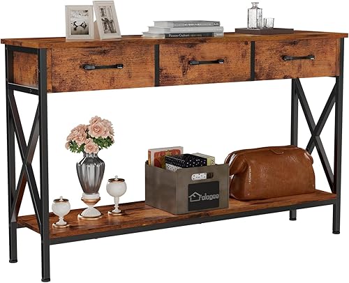 Mesa de entrada larga con 3 cajones mesa de consola con estante de almacenamiento mesa de sofá soporte de TV alto mesa de bar estante de exhibición