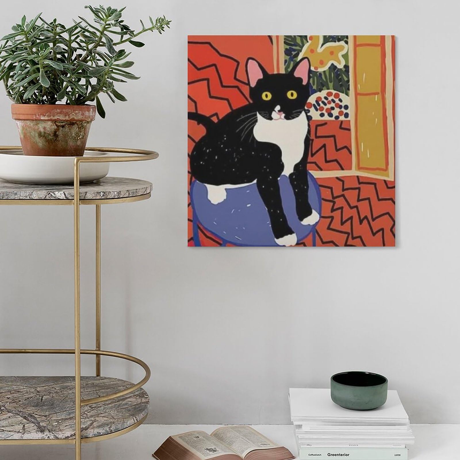 Amazon.co.jp: アンリ・マティスの抽象的猫のポスター キャンバス