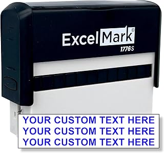 ExcelMark Custom Self Inking Rubber Stamp - Long and Narrow - 3 Lines (42A1776)