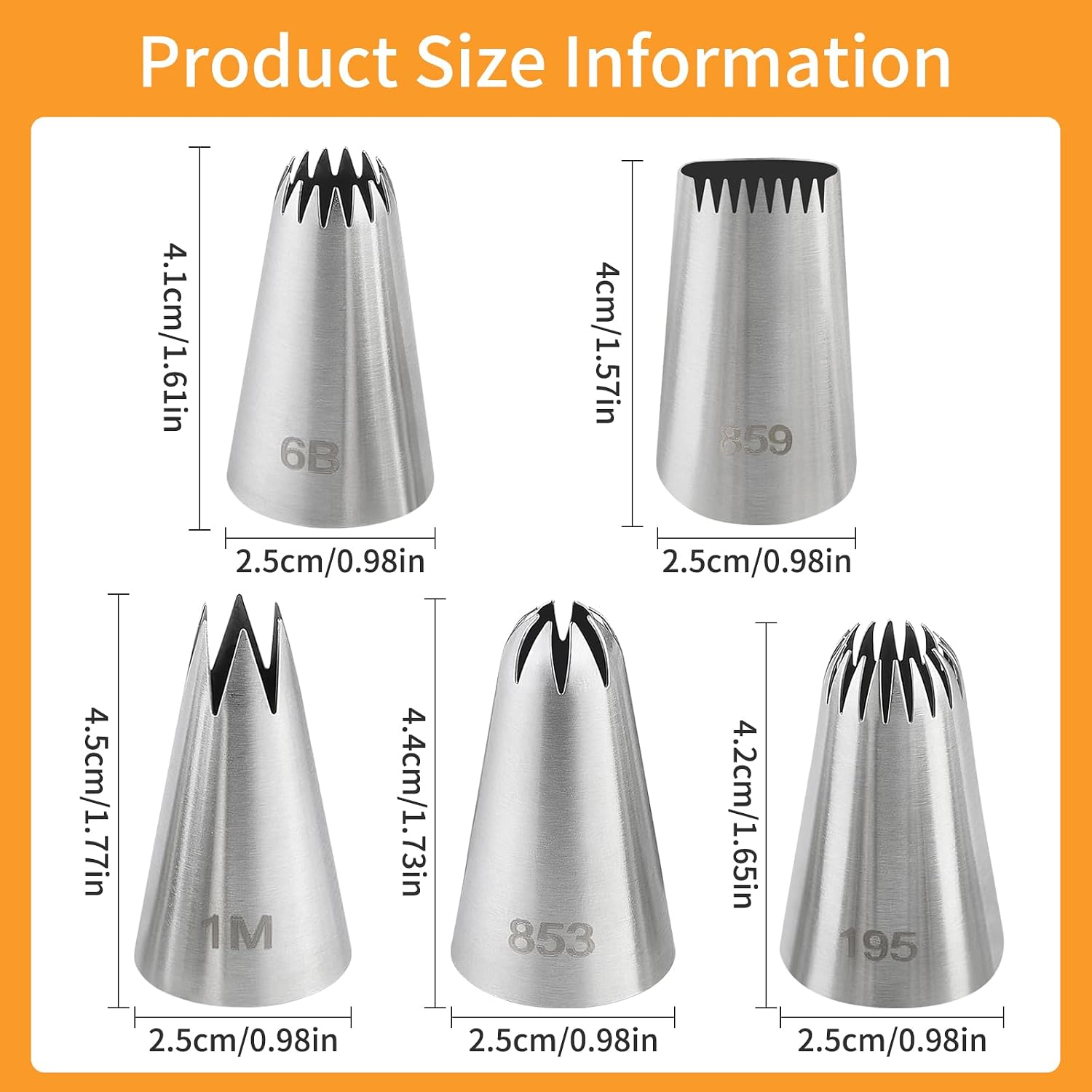 5 Pcs Large Piping Tips,Frosting Icing Tips for Cupcakes