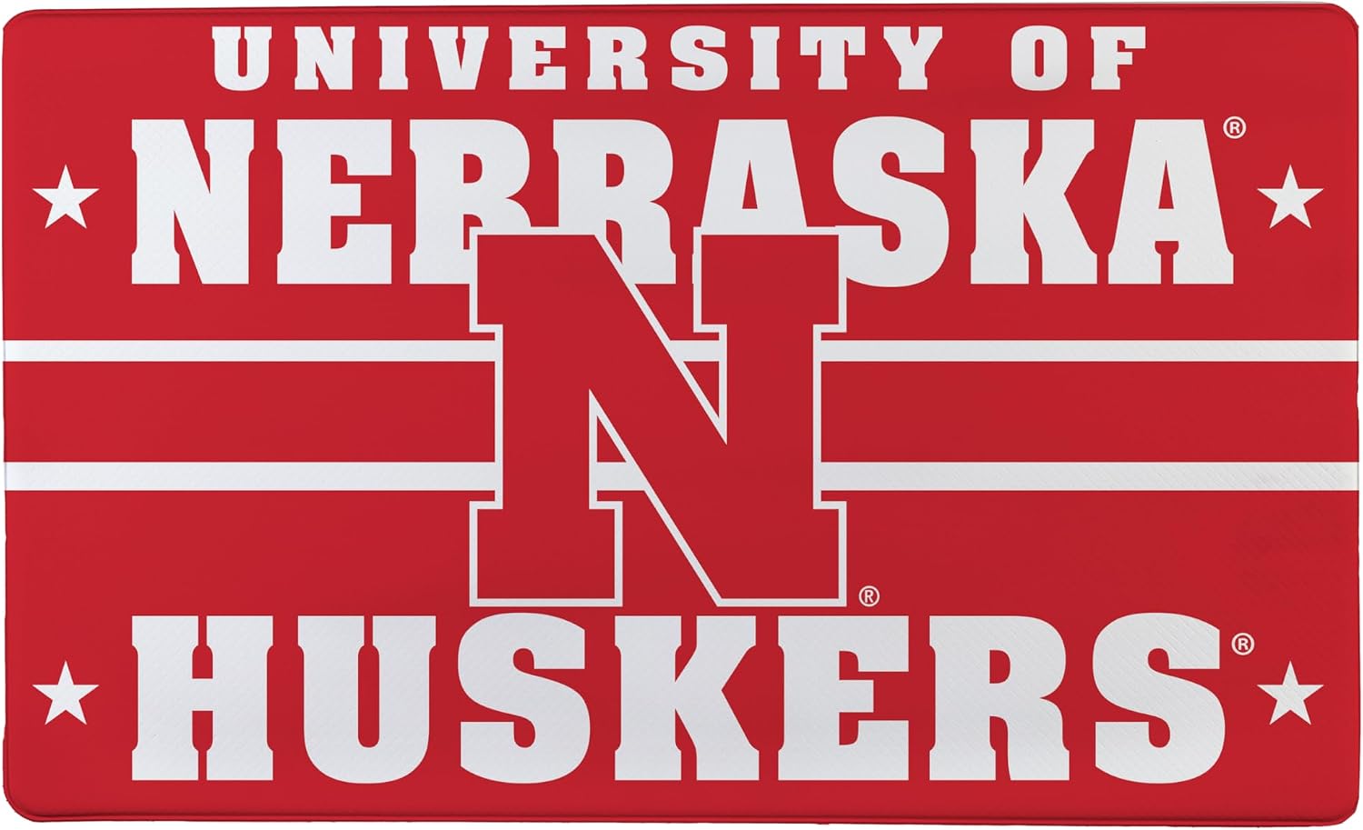 NCAA University of Nebraska Indoor Entrance Welcome Mat, 30"x18" Anti-Fatigue Kitchen Mats and Rugs, Non Slip Backing, Waterproof Ergonomic Comfort Mat for Entryway, Office, Dorm, Man Cave