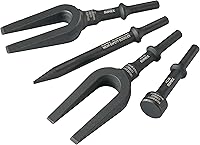 Sunex Tools ACS4 4-Piece Air Hammer Chisel Set with Pneumatic Separators & Durable Tool Roll Pouch