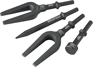 Sunex Tools ACS4 4-Piece Air Hammer Chisel Set with Pneumatic Separators & Durable Tool Roll Pouch