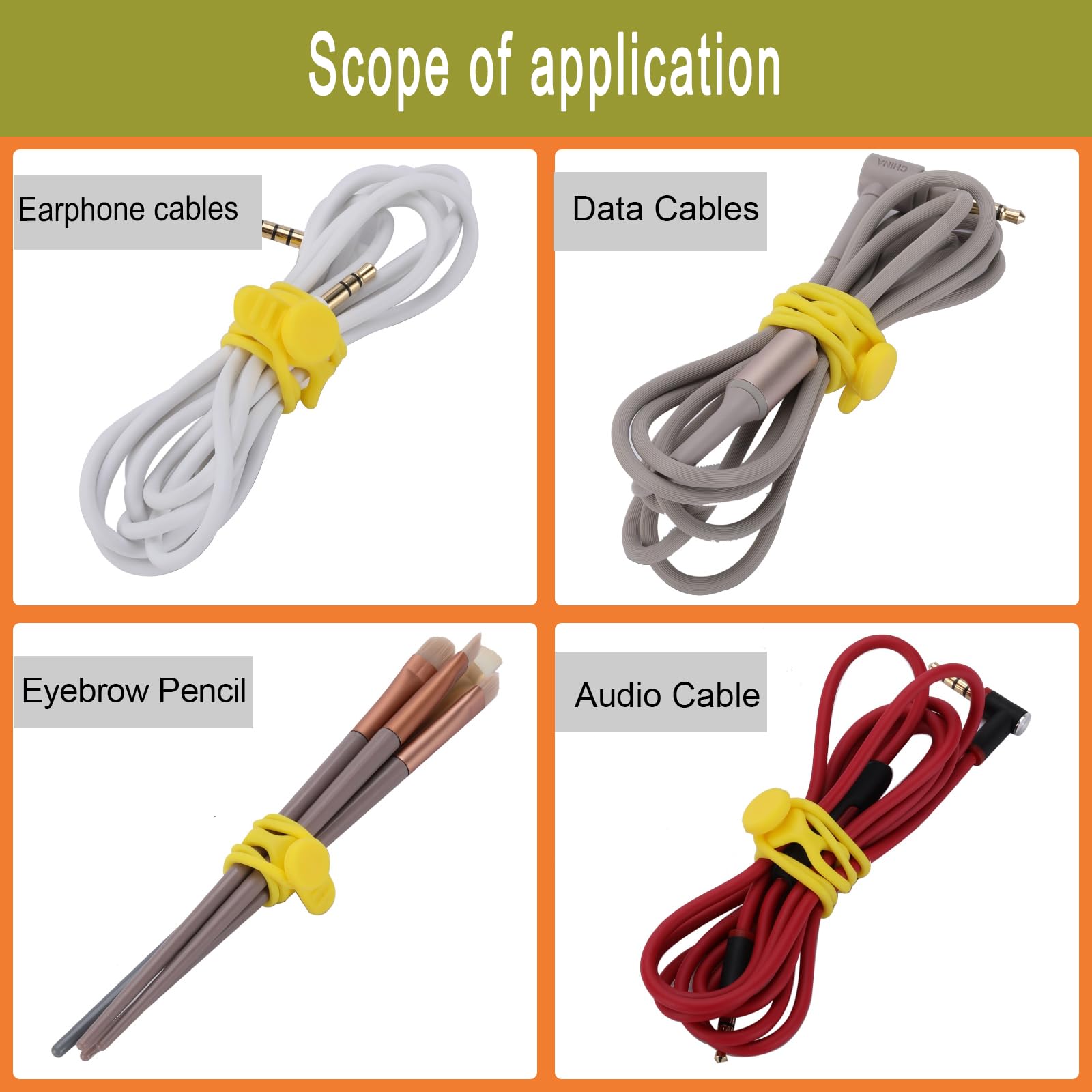 Bridas de silicona para cables, organizador de gestión de cables reutilizable, correas de cables, bridas de cables, organizador de cordón elástico multiusos para agrupar y sujetar cables de