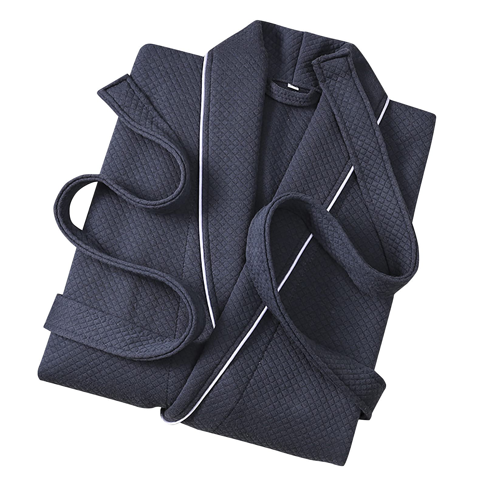 HOMISY Men's Warm Fleece Robe with Hood,Flannel Pajamas Home Service Bathrobe Shawl Collar Fleece Bathrobe Spa Robe