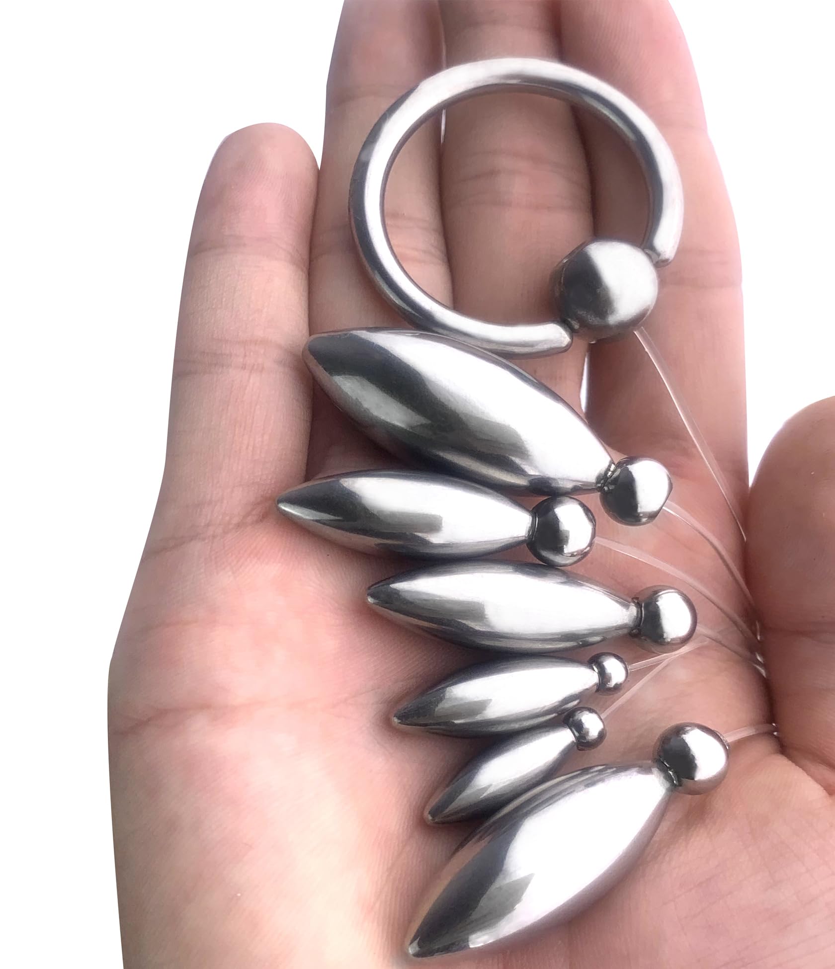 Spina del pene dilatatori uretrali dell'uretra a sfera in acciaio inossidabile con anello di trazione(6 Stück)