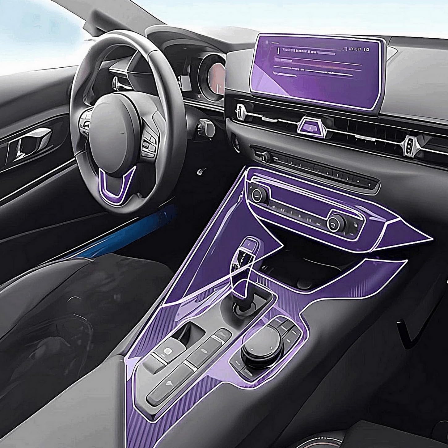 Protection anti-rayures Toyota Supra : film console centrale haute résistance