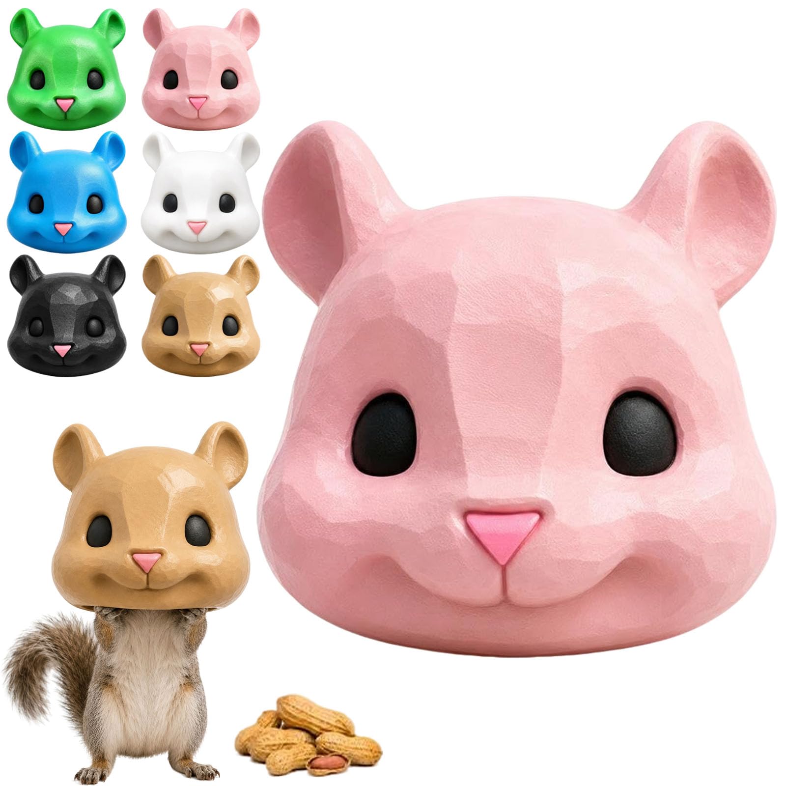 Mouse Head Squirrel Feeder, Funny Squirrel Feeder (Pink)