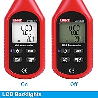 Vista 7 de UNI-T UT363BT - Medidor de velocidad de viento Bluetooth, mini anemómetro digital de mano con termómetro y máximominuto para recolección de datos