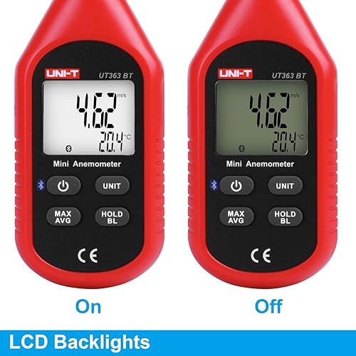 Miniatura 7 de UNI-T UT363BT - Medidor de velocidad de viento Bluetooth, mini anemómetro digital de mano con termómetro y máximominuto para recolección de datos