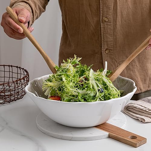 Miniatura 2 de ZAROCRUS Juego de 2 cuencos de melamina para servir ensaladas grandes de 12 x 4 pulgadas, cuencos de frutas, cuencos para mezclar, cuencos para