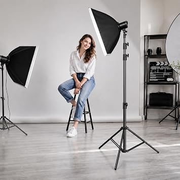 Light Stand for Photography 9.2ft/2.8M Heavy Duty Tripod Spring Cushioned