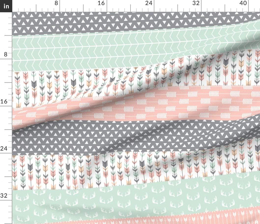 Spoonflower Fabric - Wholecloth Quilt Top Woodland Arrows Pink Girl Cheater Printed on Petal Signature Cotton Fabric by The Yard - Sewing Quilting Apparel Crafts Decor