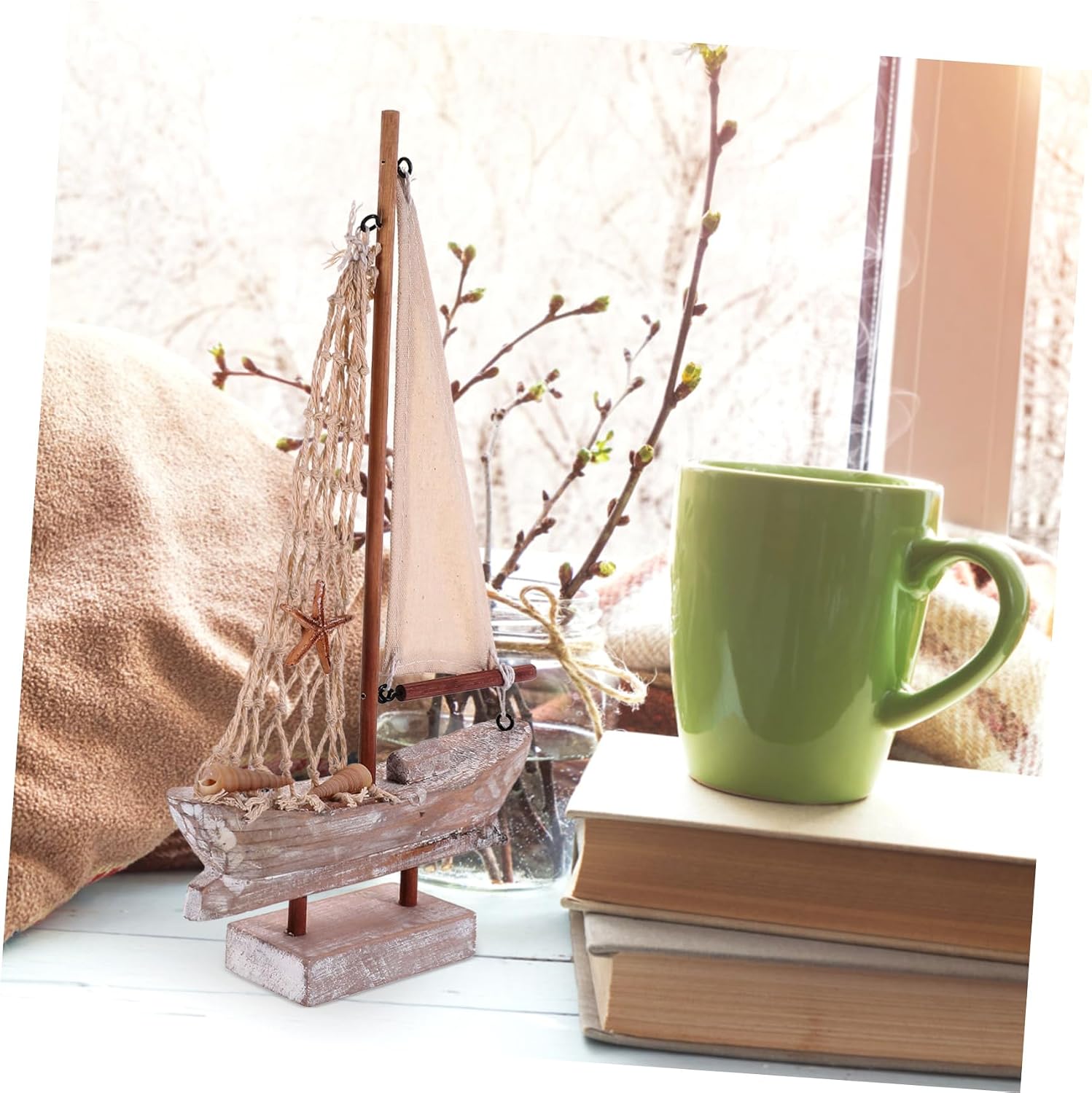 Mediterranean Style Sailing Ship Model Boat Decor Nautical Home Ornament