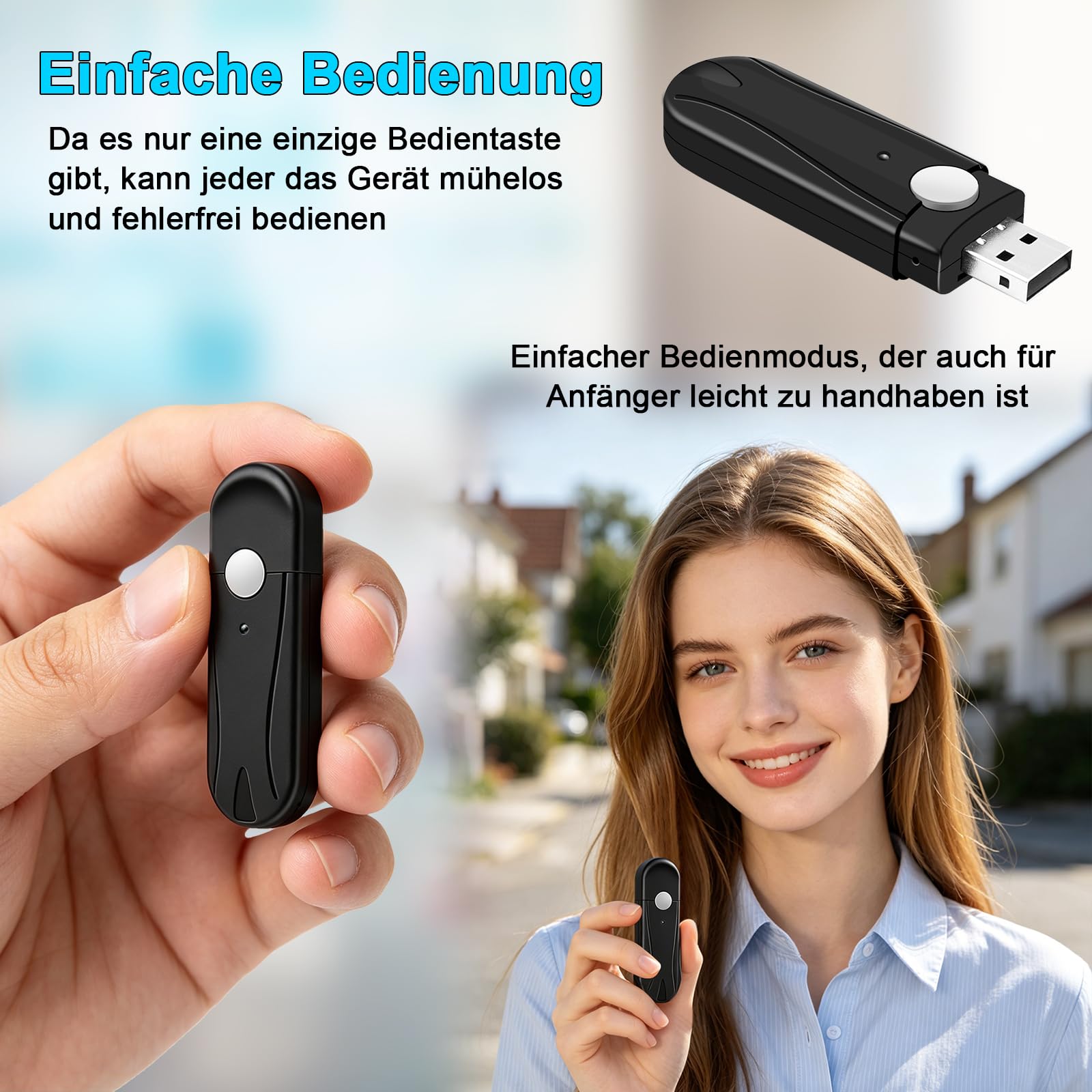 Mini BodyCam,Tragbare Kleine Kamera innen und Außenbereich,USB-Stick Videokamera HD 1080P MikroKamera Mit Loop-Aufnahme unterstützt bis zu 128 GB