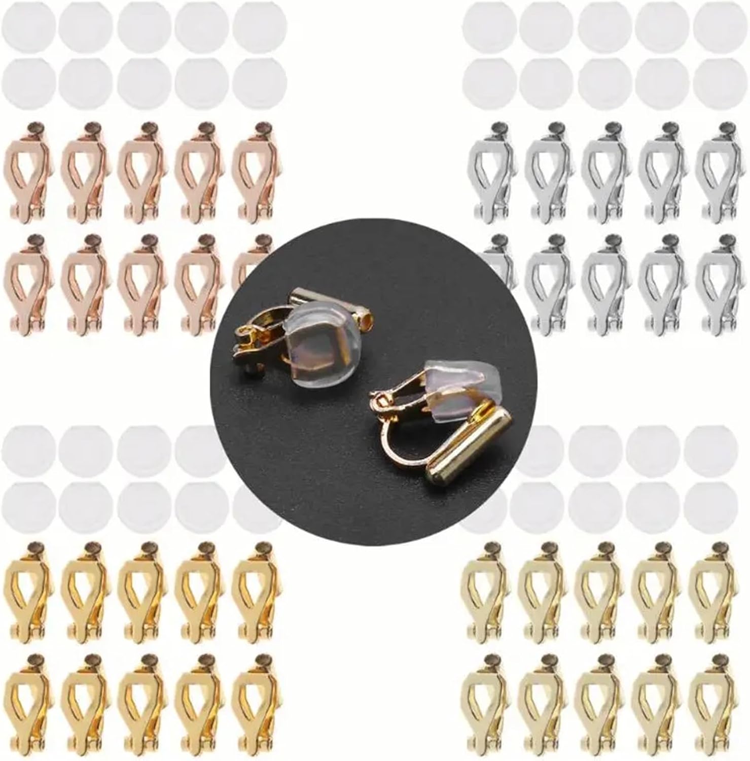 Clip On Earring Backs 4sets Clip-on Converters Turn Any Pierced Earrings Into No-Pierced Jewelry Findings(Type4)