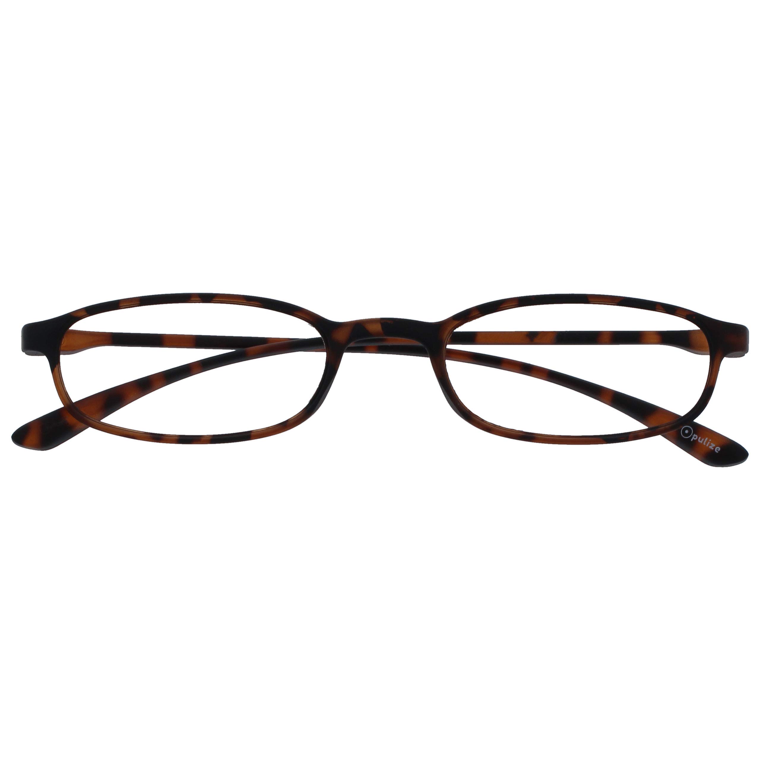 Opulize Fly Gafas de Lectura Montura Estrecha Ultra Pequeña Ligera Flexible Plegable Marrón Mate Lentes Resistentes a Arañazos Unisex Hombre Mujer R67-2 +2.50