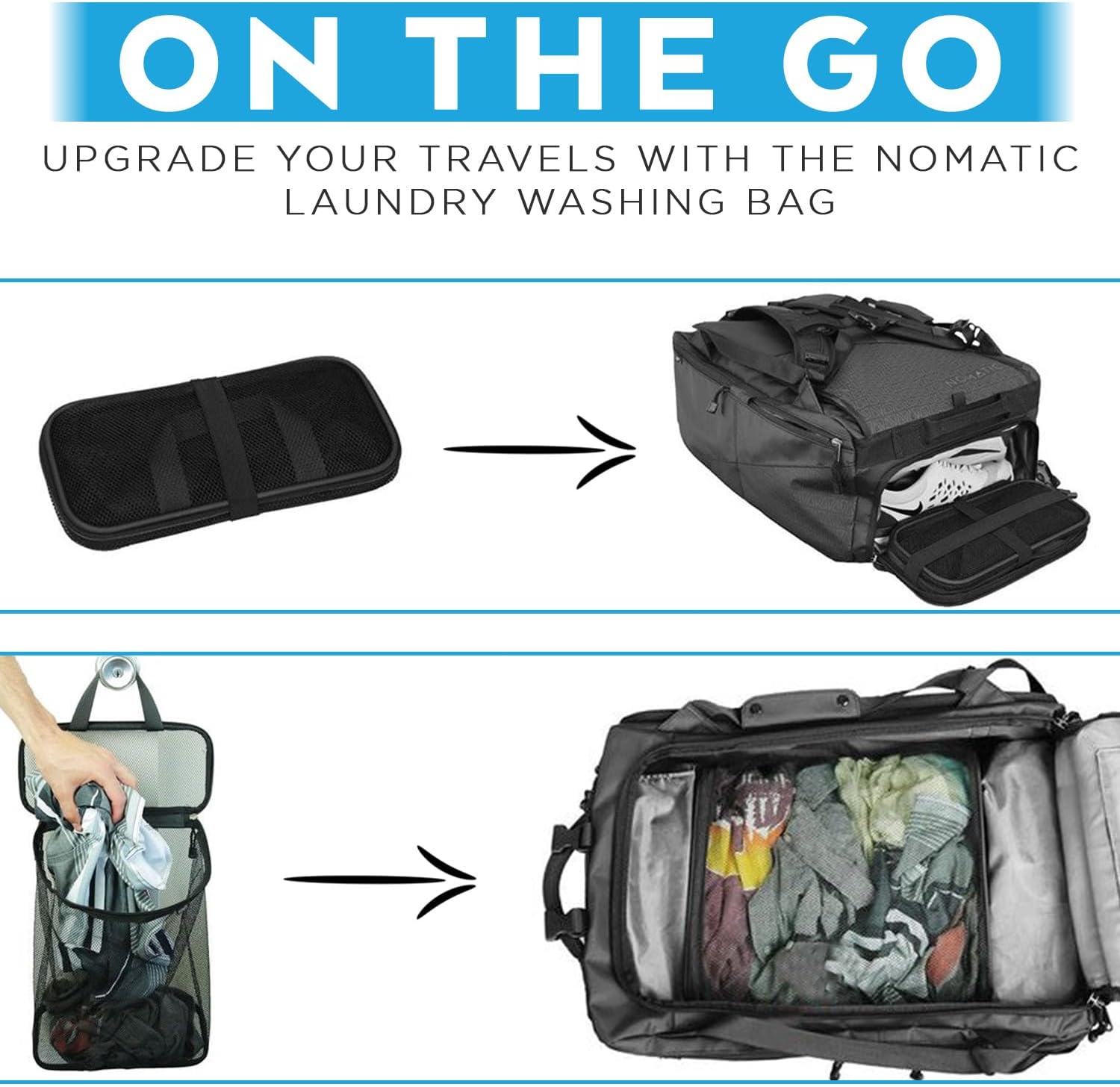 NOMATIC Mesh Laundry Bag - Travel Laundry Hamper - Packable Net Bag for Clothing - Packable Travel Laundry Sack