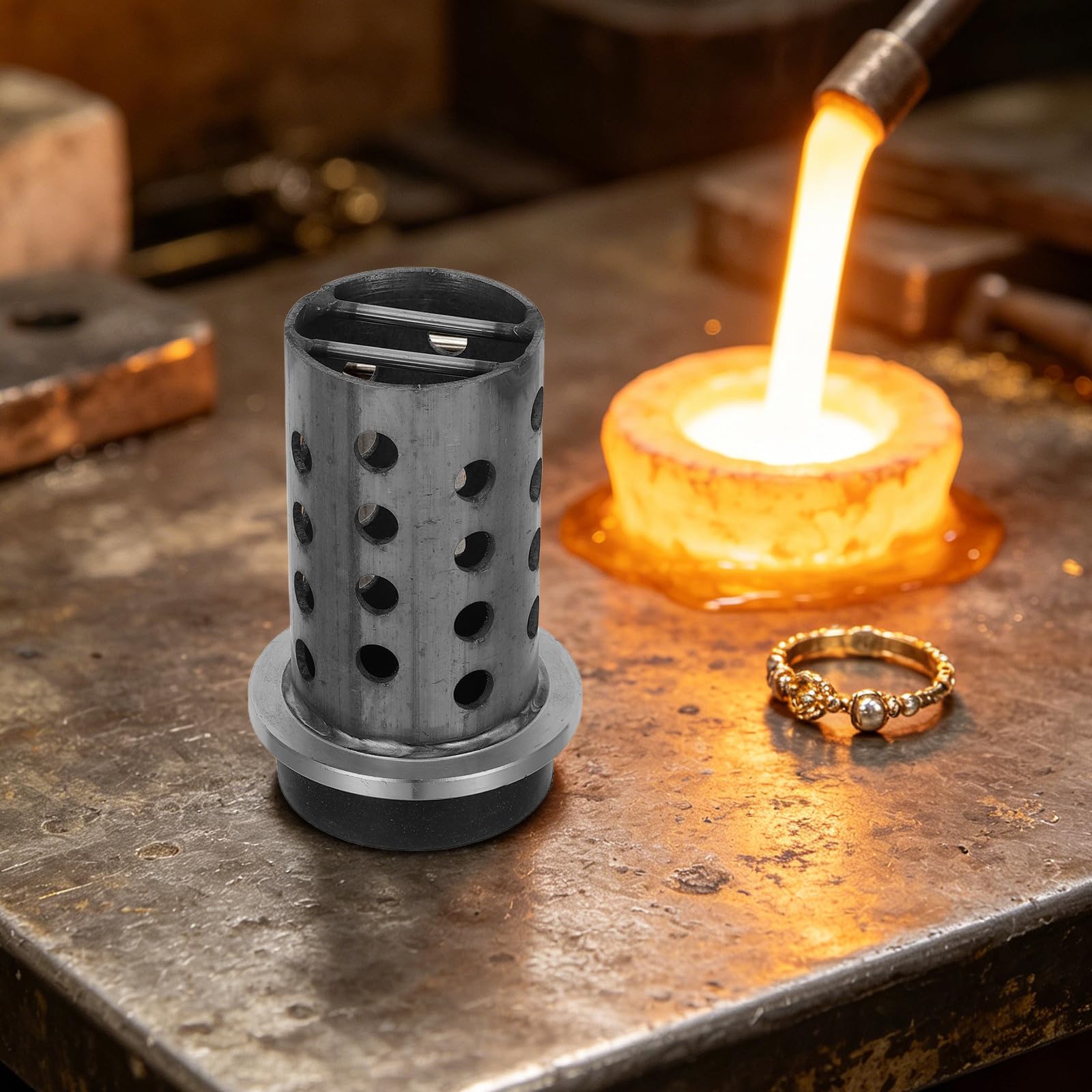 Flask per Microfusione Gioielli in Acciaio Inox Perforato 6x3 Pollici