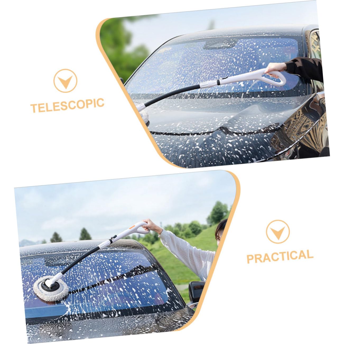 Cabilock Cepillo de Limpieza para Coches Mango Telescópico de Aleación de Aluminio y Chenilla Suave para Proteger la Pintura en Limpieza Doméstica