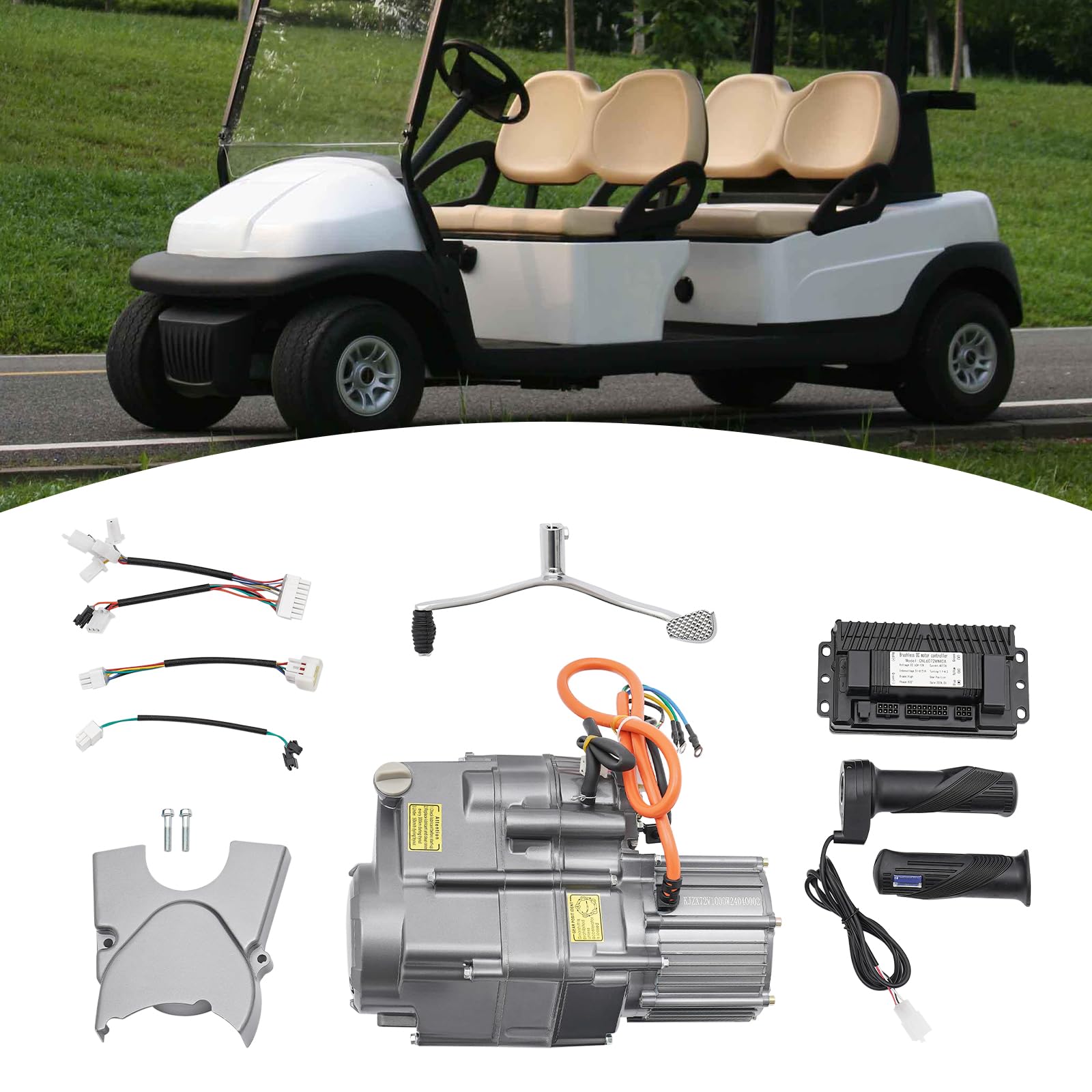 Kit motore elettrico da 1000 W, 72 V, per ATV Go-Kart, motore DC brushless con frizione auto a 4 marce e retromarcia, kit di conversione per veicoli elettrici, grigio