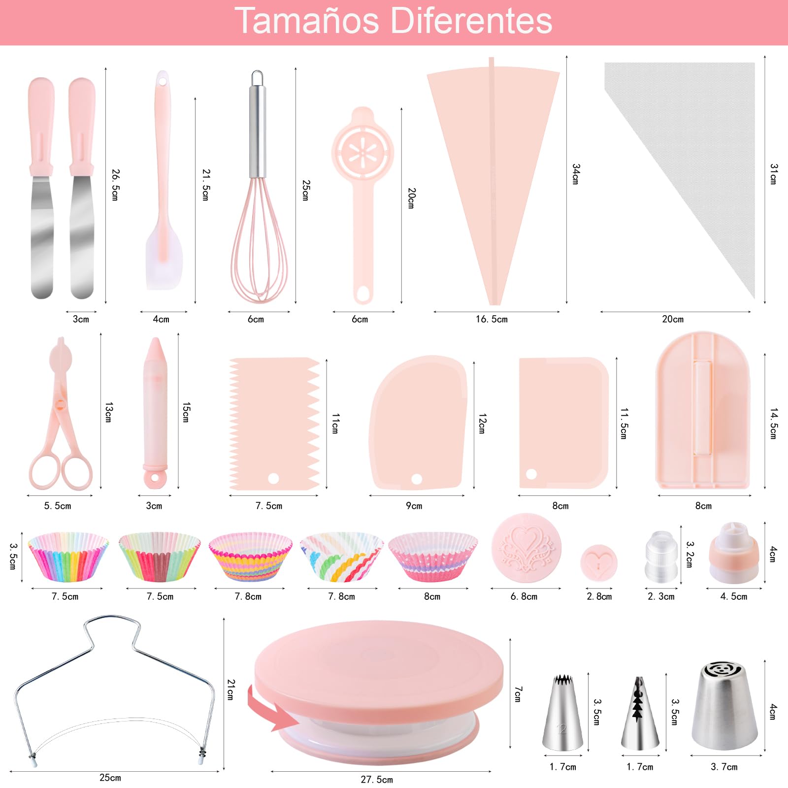 Kit Reposteria y Pasteleria 356pcs, Nifogo Boquillas Manga Pastelera, Plato Giratorio para Tartas, Decoracion Tarta, Accesorios Reposteria