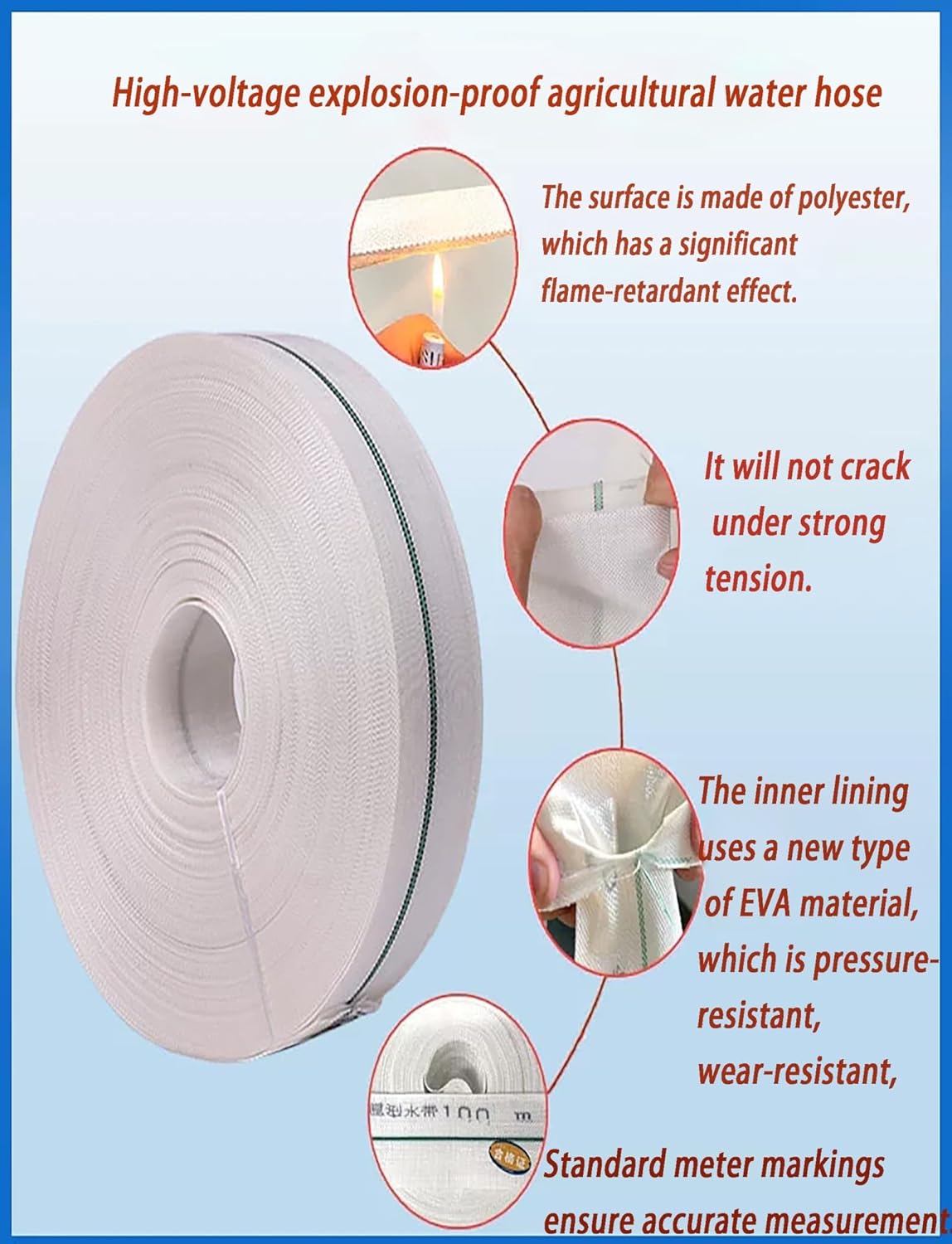 1/1.2/1.5/2/2.5/3"Agricultural Fire Irrigation Hoses, Canvas Braided High Pressure Water Pipe for Farmland, Garden, Emergency Water Supply(1.5inch x 10 meters)