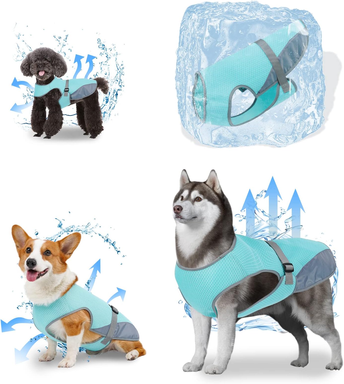Dog Cooling Vest,Cooling Vest for Dogs,Dog Cooling Jacket,Pet Cooling Vest,Breathable Mesh Ice Vest Adjustable Straps Cool Vest for Small Medium and Large Dogs (Small, Blue)