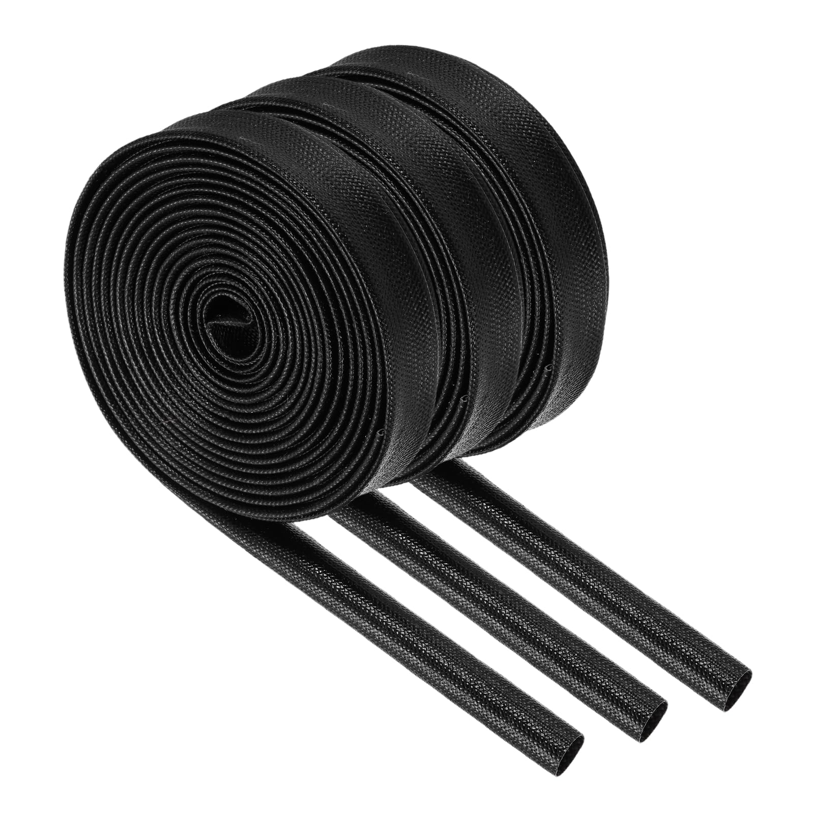 sourcing map 3Pcs Wire Insulation Braid Fire Sleeve,16.4Ft-10mm ID Black, High Temp Silicone Coated Fiberglass Sleeving for Automotive Hose Lines Electrical Wiring