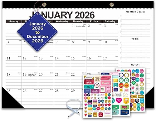 Miniatura 1 de Calendario de escritorio 2026 de 12 x 17 pulgadas, impresión grande de enero de 2026 a diciembre de 2026, calendario mensual de pared y escritorio