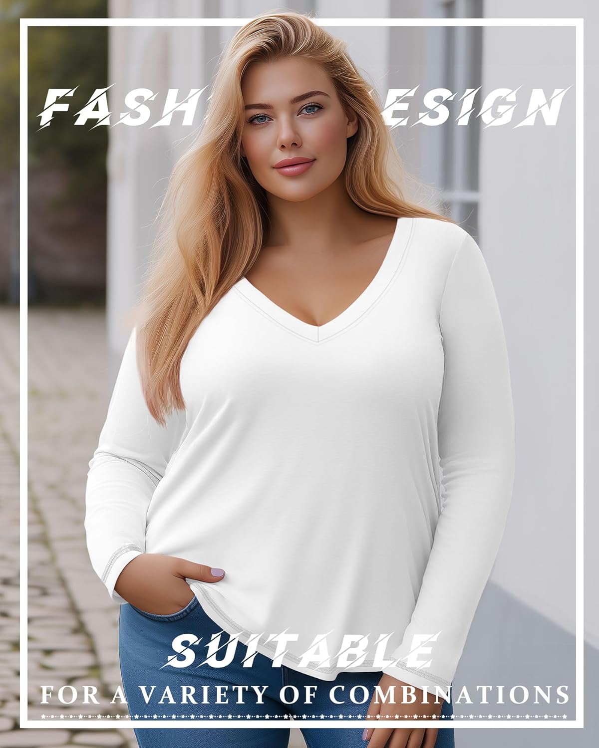 3 Pack Women's Plus Size T Shirts, Casual Long Sleeve Tops V Neck Basic Shirts Fall Loose Fit Soft Tops - Image 4