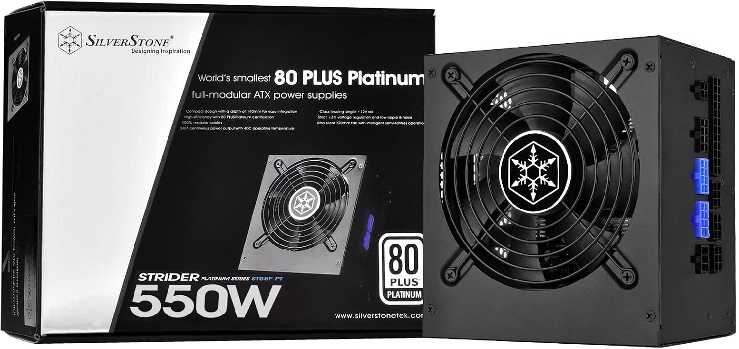 SilverStone Technology Platinum Certified Single +12V Rail ATX Power Supply, PS-ST55F-PT