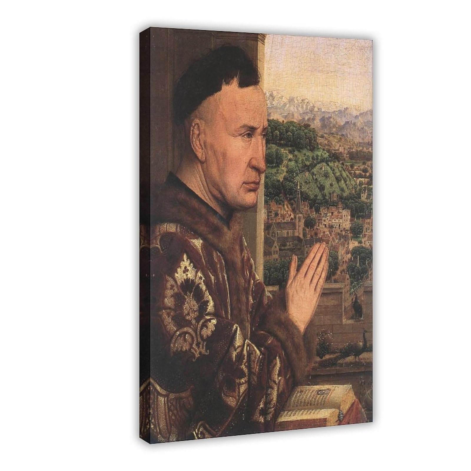 WCYB The Virgin of The Chancellor Rolin by Jan Van Eyck Posters Prints Canvas Deco Paintings Wall Art Hangable Frame 24" L X 36" W