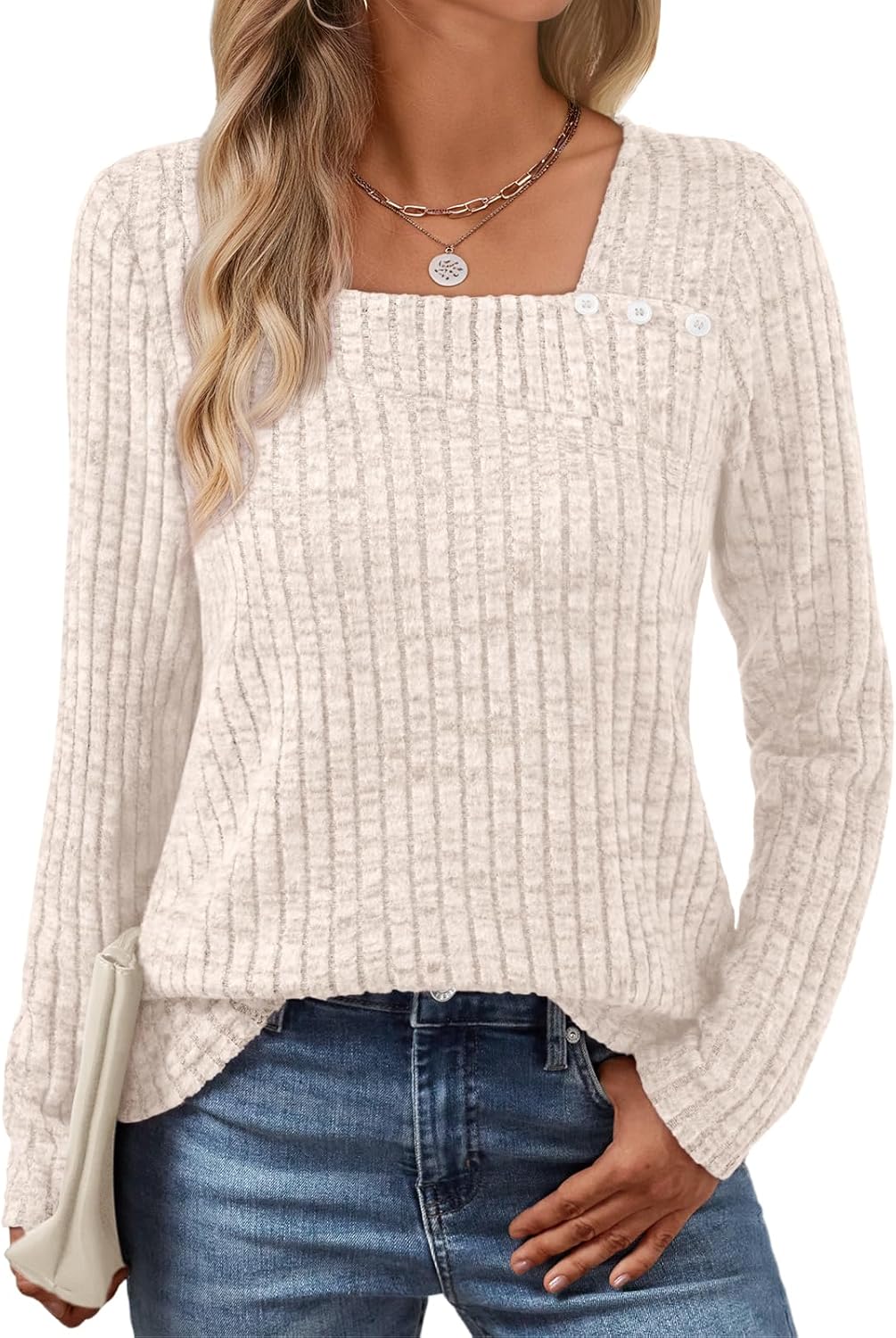 AUTOMET Womens Long Sleeve Shirts Fall Tops Fashion Outfits 2025 Asymmetric Square Neck Sweaters Dressy Casual Tunic Clothes