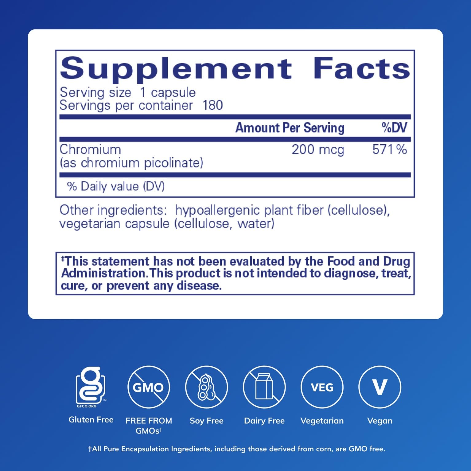 Pure Encapsulations Chromium (Picolinate) 200 mcg, 180 Counts — Amazon image 2