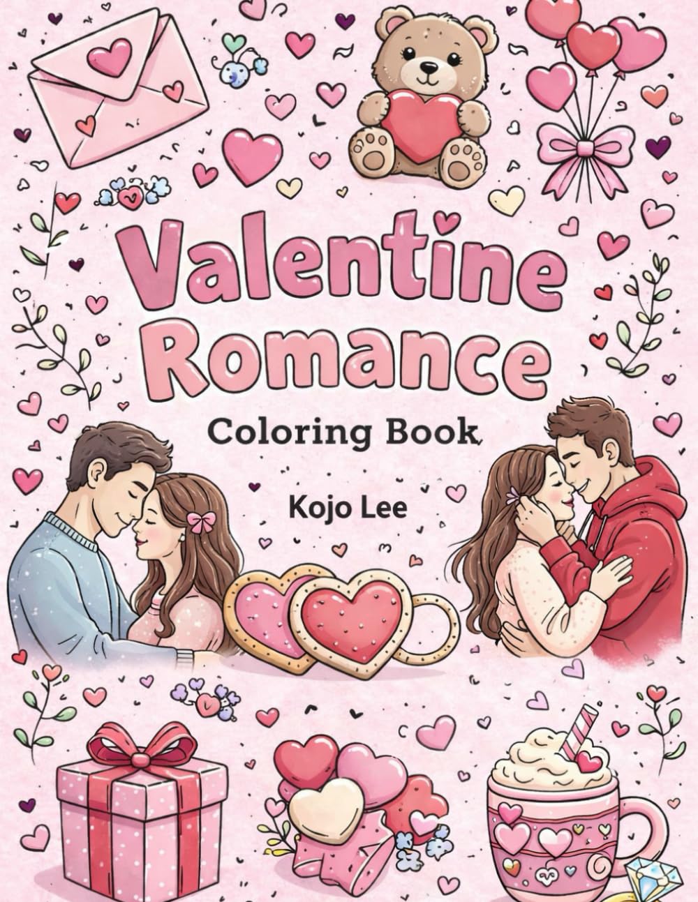 Valentine Romance: Simple Bold Couples and Kisses Colouring Book