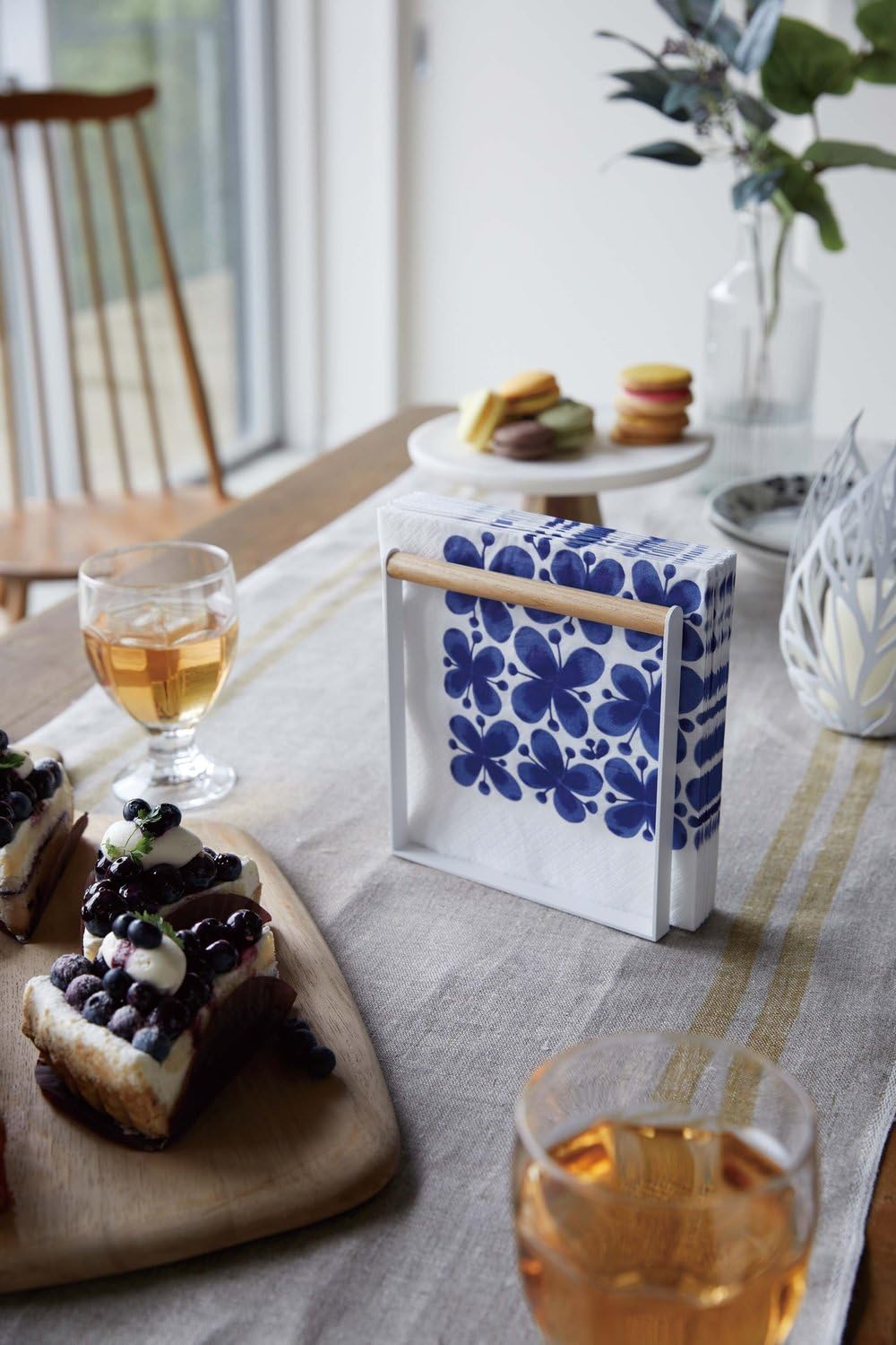 White and Wood Modern Napkin Holder