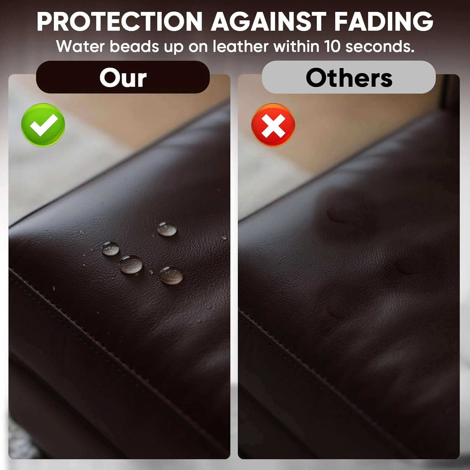 Leather Recoloring Balm - Scratch Repair & Color Restore Kit for Faded Leather, Leather Couch & Car Seats - 10OZ Leather Restorer Balm for Furniture, Auto Interior, Vinyl, Accessories (Dark Brown) - Image 6