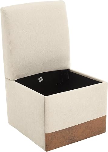 Miniatura 6 de Juego de mesa de comedor extensible para mesa de cocina extensible de 4, 5 piezas y 4 sillas de almacenamiento ocultas de lino tapizadas de madera